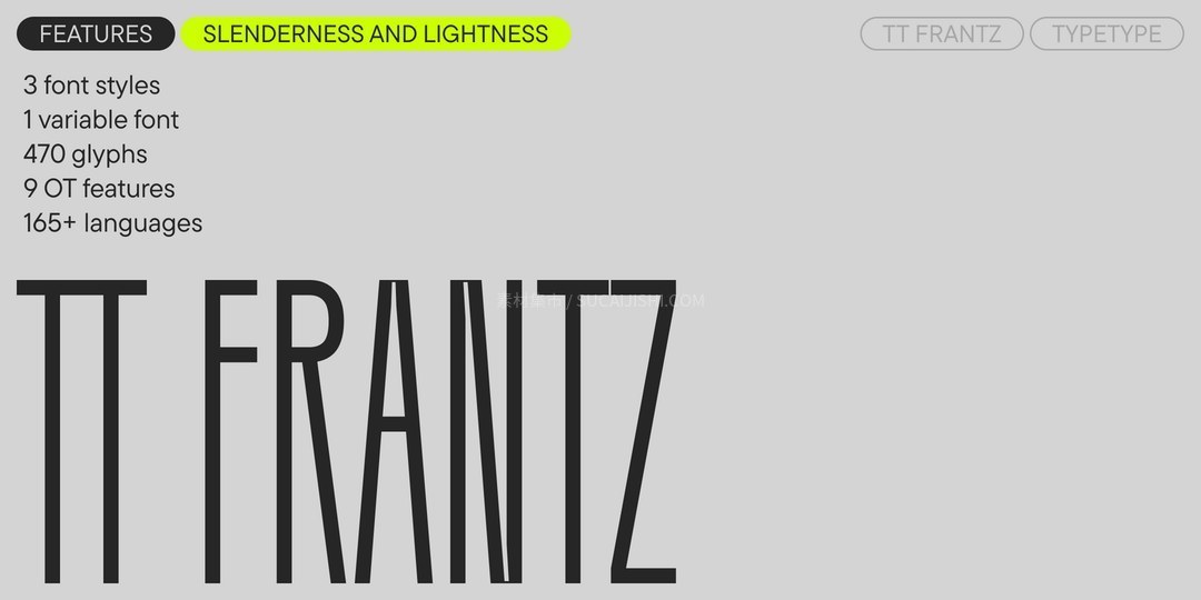 TT Frantz v1.01 装饰艺术风纤细可变展示字体家族